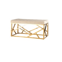Банкетка Stool Group АРТ ДЕКО вельвет бежевый сталь золото BENCH-016-TG-BG