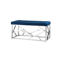 Банкетка Stool Group АРТ ДЕКО вельвет синий сталь серебро BENCH-016