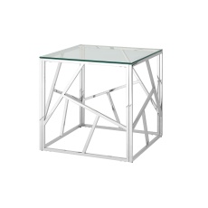 Журнальный стол Stool Group Арт Деко 55*55 прозрачное стекло/сталь серебро УТ000001507
