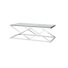 Журнальный стол Stool Group Инсигния 120*60 прозрачное стекло/сталь серебро УТ000001504