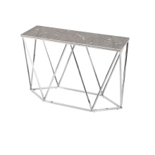 Консоль Stool Group Авалон 122х41 серый мрамор сталь серебро ECST-0551