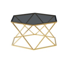 Журнальный стол Stool Group Круз 93*80 стекло черный/сталь золото УТ000036338