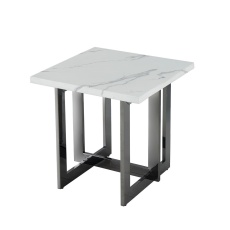 Журнальный стол Stool Group Нэйтан 61*61 белый мрамор/сталь темный хром УТ000036330