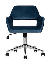 Поворотное кресло Stool Group Ross велюр синий ROSS CHROME VELVET DARK BLUE 2