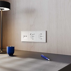 Розетка встраиваемая Voltum S70 с заземлением и защитными шторками, 16А, с USB, A+С, (белый матовый) VLS040502 3