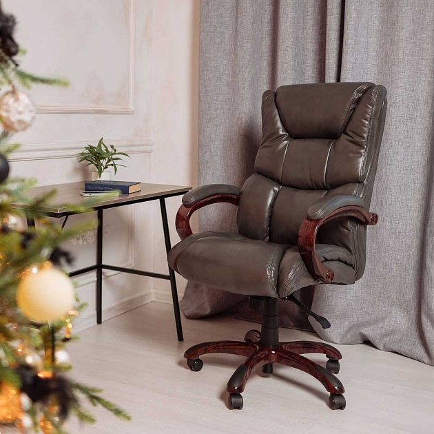 Кресло руководителя AksHome Boss серый, экокожа 48359 Фото № 6