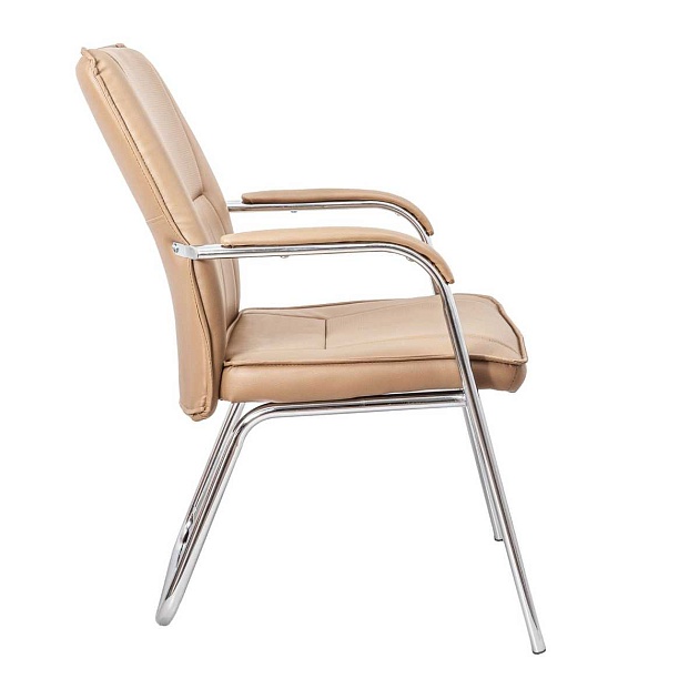 Офисный стул AksHome Oscar бежевый, экокожа, цвет каркаса хром 70058 Фото № 5
