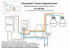 Двухканальное Wi-Fi реле-выключатель Denkirs 2x1150Вт/2x150Вт для LED RL1002-SM/1 1