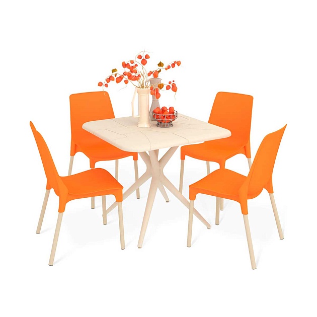 Обеденная группа Sheffilton SHT-DS204 бежевый/оранжевый/ваниль 8670786401 Фото № 1