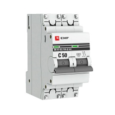 Автоматический выключатель 2P 50А (C) 6кА ВА 47-63 EKF PROxima mcb4763-6-2-50C-pro