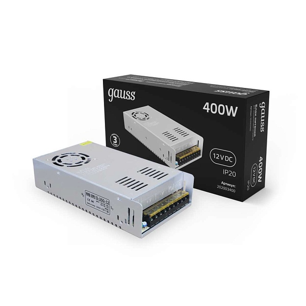 Блок питания Gauss Led Strip PS 12V 400W IP20 40A 202003400 Фото № 5