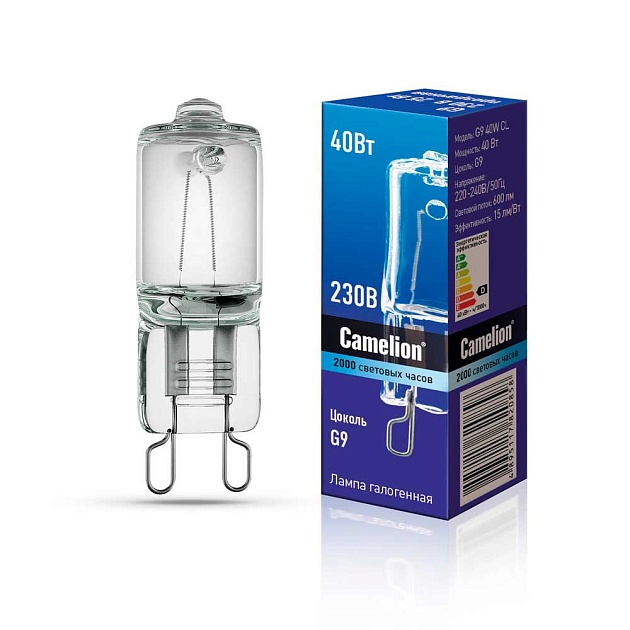 Лампа галогенная Camelion G9 40W CL 3000K 5553 Фото № 1