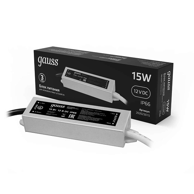 Блок питания Gauss 12V 15W IP66 2A 202023015 Фото № 2