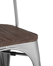 Барный стул Tolix серебристый матовый + темное дерево YD-H440B-W YG-15 4