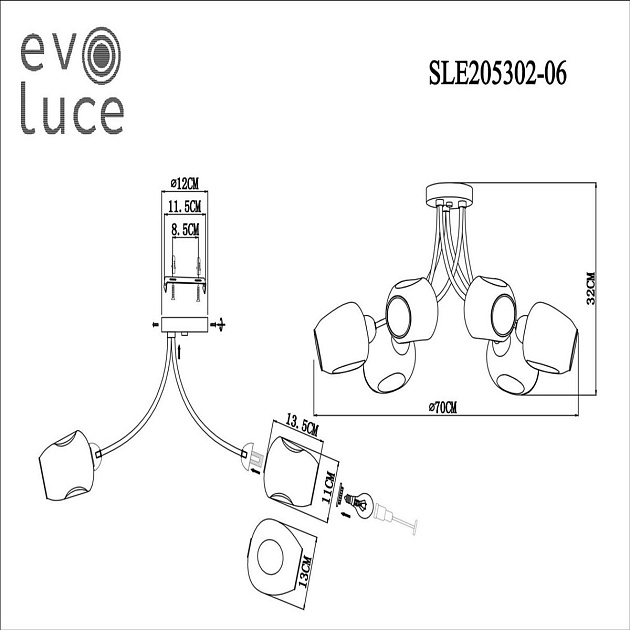 Потолочная люстра Evoluce Besano SLE205302-06 изображение 2 Потолочная люстра Evoluce Besano SLE205302-06 Фото № 2