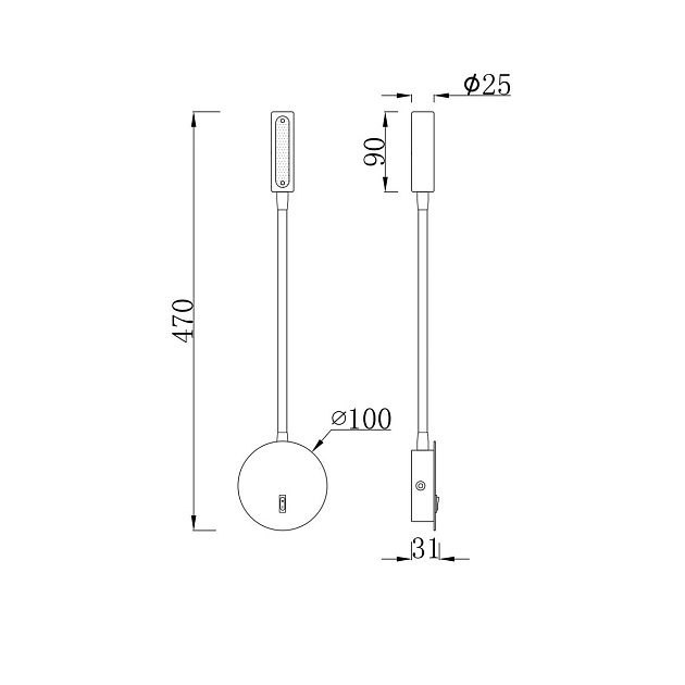 Бра Maytoni Technical Stem C035WL-L3MG3K изображение 3 Бра Maytoni Technical Stem C035WL-L3MG3K Фото № 3