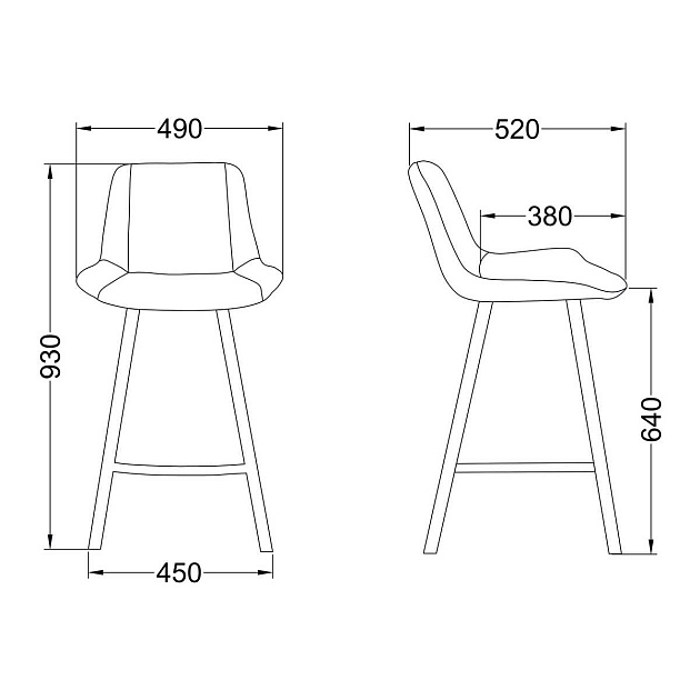 Барный стул AksHome Leros светло-серый, велюр 81473 изображение 2 Барный стул AksHome Leros светло-серый, велюр 81473 Фото № 2