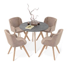 Обеденная группа Sheffilton SHT-DS227 мрамор прем. темн./латте/прозрачный лак 9980750301