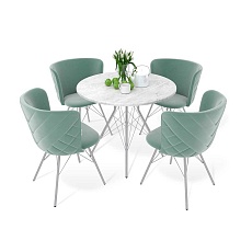 Обеденная группа Sheffilton SHT-DS189 мрам.прем.светл./нежная мята/хром лак 8550297001