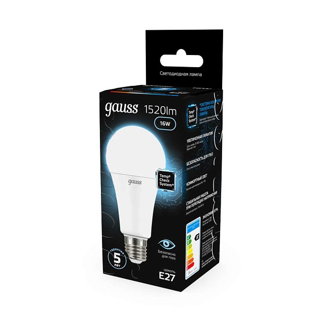 Лампа светодиодная Gauss E27 16W 6500K матовая 102502316 изображение 3 Лампа светодиодная Gauss E27 16W 6500K матовая 102502316 Фото № 3