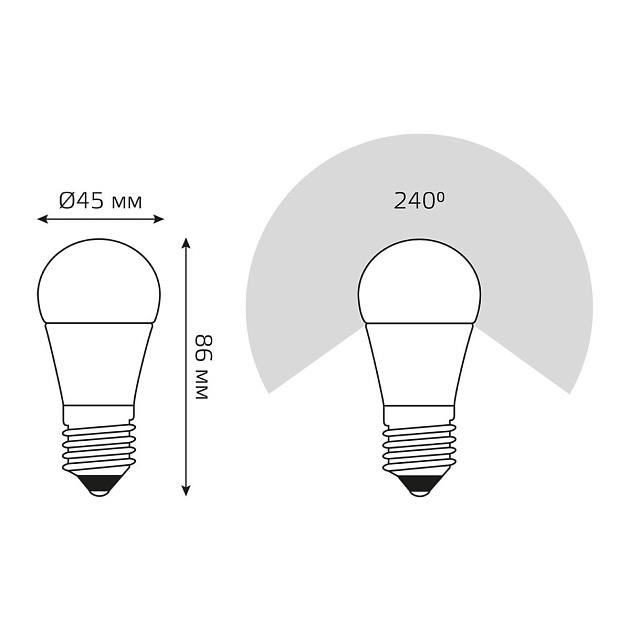 Лампа светодиодная Gauss E27 6.5W 3000K матовая 105102107 Фото № 2