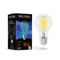 Лампа светодиодная диммируемая Voltega E27 8W 3000K прозрачная 7229 1