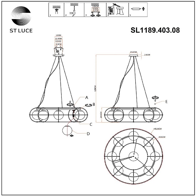 Подвесная люстра ST Luce Beata SL1189.403.08 изображение 2 Подвесная люстра ST Luce Beata SL1189.403.08 Фото № 2