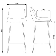Барный стул AksHome Mexico черный + черная нить, экокожа 63663 1