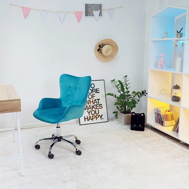 Поворотное кресло AksHome Bella бирюзовый, велюр 61454 Фото № 6