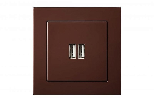 Розетка 2xUSB Liregus Epsilon коричневый 28-1453 Фото № 4