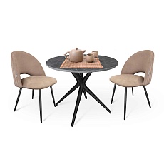 Обеденная группа Sheffilton SHT-DS182 мрамор прем./латте/черный муар/черный 2002414101