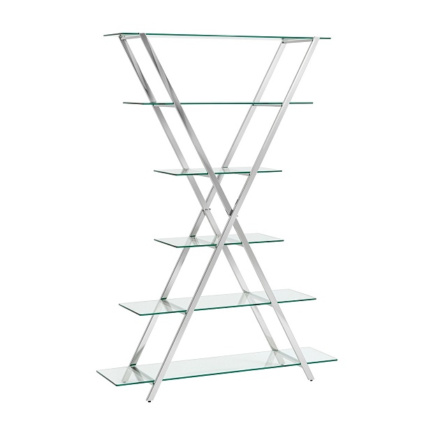 Стеллаж Stool Group Гейт прозрачное стекло сталь серебро EDCS-006 Фото № 1