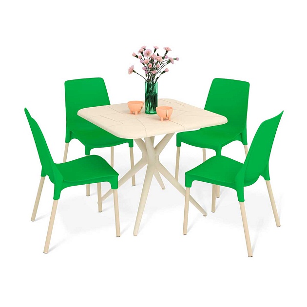 Обеденная группа Sheffilton SHT-DS203 бежевый/зеленый/ваниль 9815839301 Фото № 1