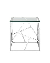 Журнальный стол Stool Group Арт Деко 55*55 прозрачное стекло/сталь серебро УТ000001507 3
