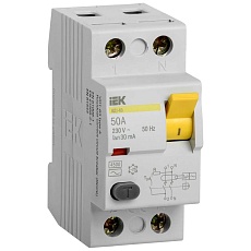 Выключатель дифференциальный (УЗО) ВД1-63 2Р 50А 30мА IEK MDV10-2-050-030
