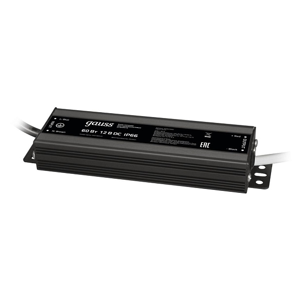 Блок питания Gauss 12V 60W IP66 8A 202023060 изображение 1 Блок питания Gauss 12V 60W IP66 8A 202023060 Фото № 1