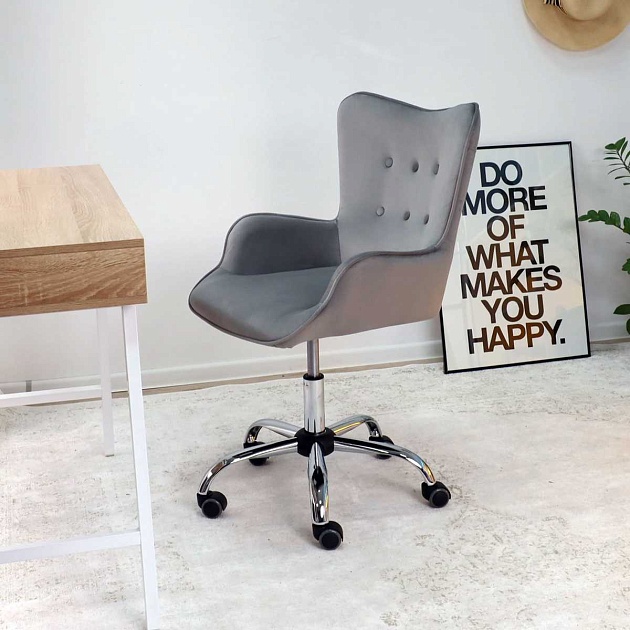 Поворотное кресло AksHome Bella серый, велюр 61453 Фото № 5