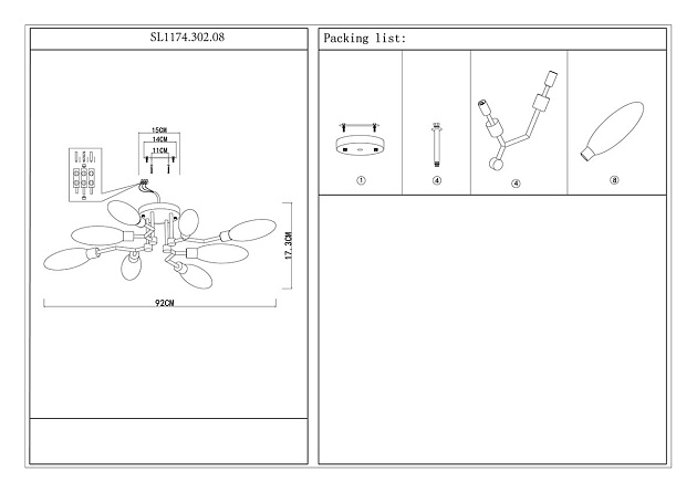 Потолочная люстра ST Luce Desima SL1174.302.08 изображение 2 Потолочная люстра ST Luce Desima SL1174.302.08 Фото № 2