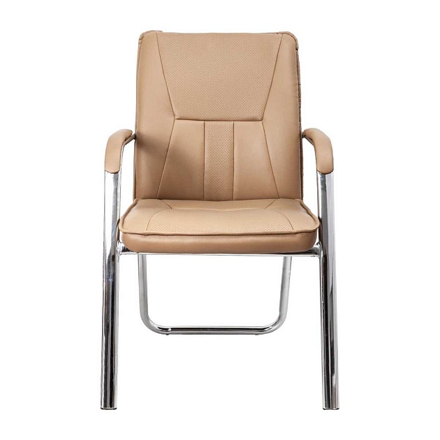 Офисный стул AksHome Oscar бежевый, экокожа, цвет каркаса хром 70058 Фото № 3