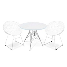 Обеденная группа Sheffilton SHT-DS153 белоснежная шагрень/хром лак/белый 5486023501