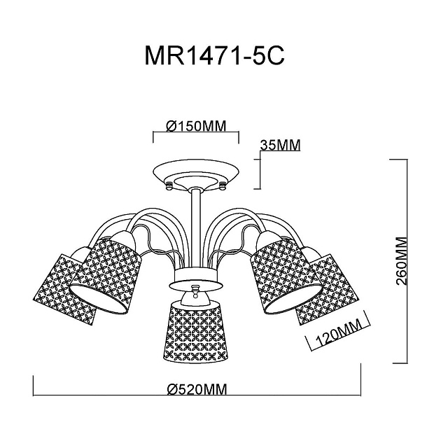 Потолочная люстра MyFar Luiza MR1471-5C изображение 2 Потолочная люстра MyFar Luiza MR1471-5C Фото № 2