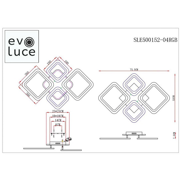 Потолочная светодиодная люстра Evoluce Samuro SLE500152-04RGB Фото № 2