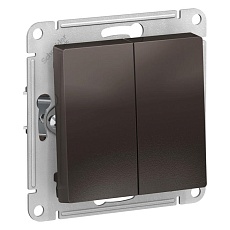 Выключатель двухклавишный Systeme Electric AtlasDesign 10A 250V мокко ATN000651