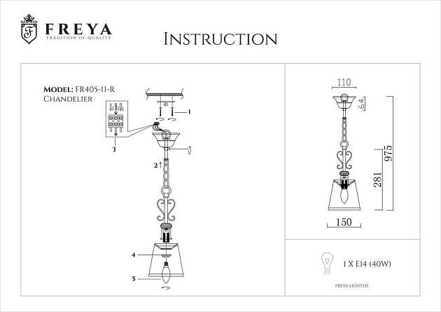 Подвесной светильник Freya Driana FR2405-PL-01-BZ Фото № 4