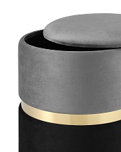 Пуф Stool Group Кэрри с ящиком велюр серо-черный 19A060VA-8167-55/70 2