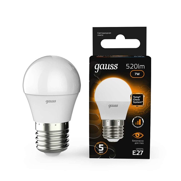 Лампа светодиодная Gauss E27 6.5W 3000K матовая 105102107 Фото № 7