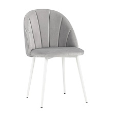 Кухонный стул Stool Group Логан велюр светло-серый белые ножки AV 413-B24-02
