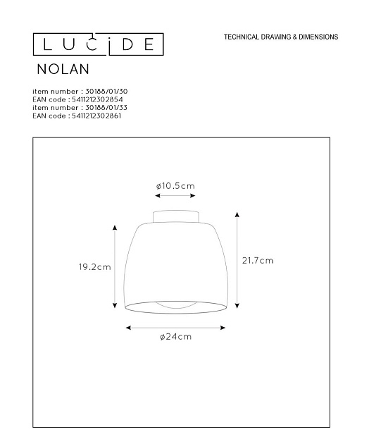 Потолочный светильник Lucide Nolan 30188/01/30 Фото № 2