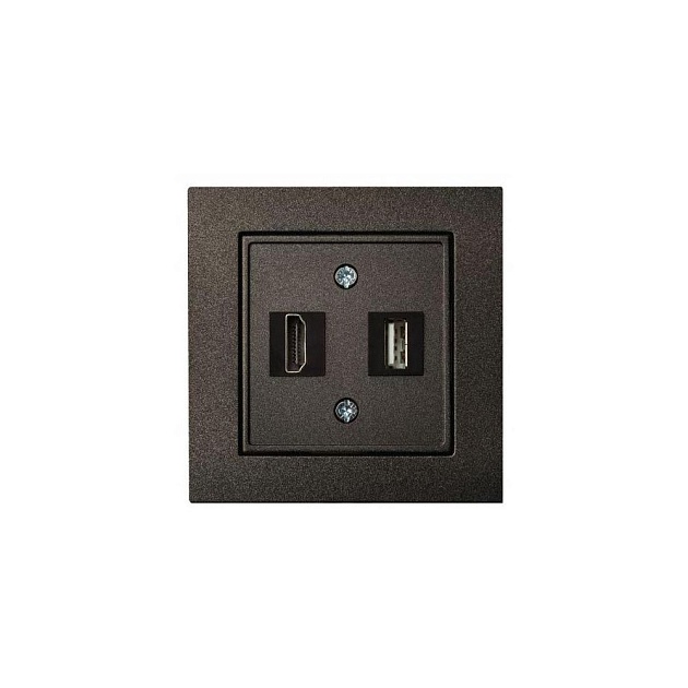 Розетка HDMI/USB Liregus Epsilon антрацит 28-1131 Фото № 1