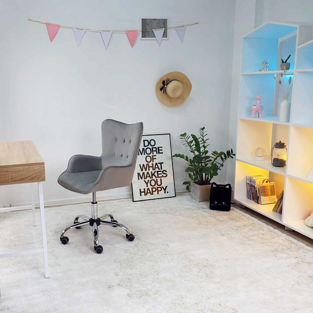 Поворотное кресло AksHome Bella серый, велюр 61453 Фото № 4